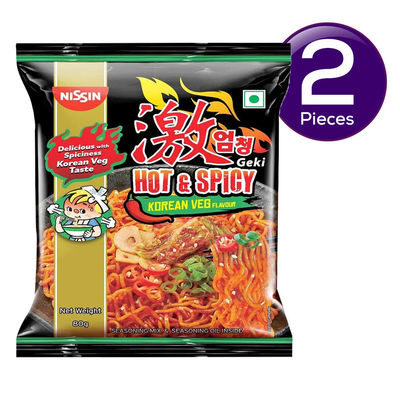 Nissin Geki - Hot and Spicy Korean Veg Flavoured Ramen Instant Noodles 80 g Combo