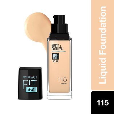 Maybelline New York Fit Me Matte + Poreless Liquid Foundation With Spf, 115 Ivory