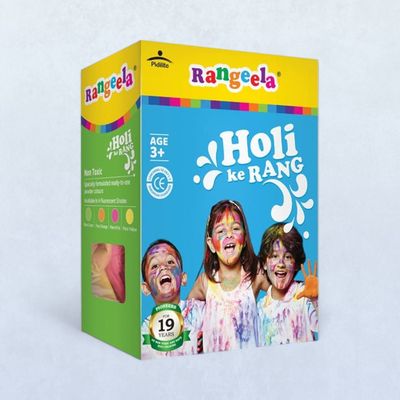 Rangeela Natural Gulal - 4 Shades (Fluroscent Green, Yellow, Orange And Pink)