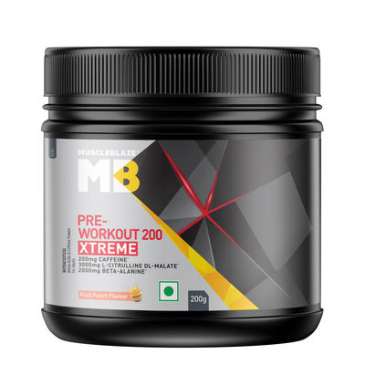MuscleBlaze Pre Workout 200 Xtreme (Fruit Punch, 30 Servings)