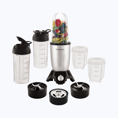 Cookwell Bullet Mixer Grinder 600 Watts (5 Jar, 3 Blades, Silver)
