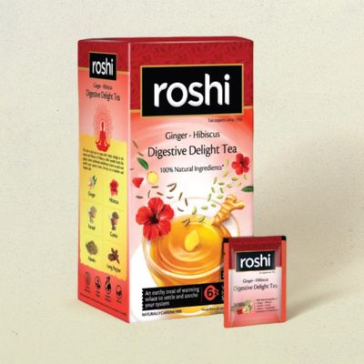 Roshi Digestive Tea Bags with Hibiscus & Ginger (100% Caffeine Free Herbal Tea)