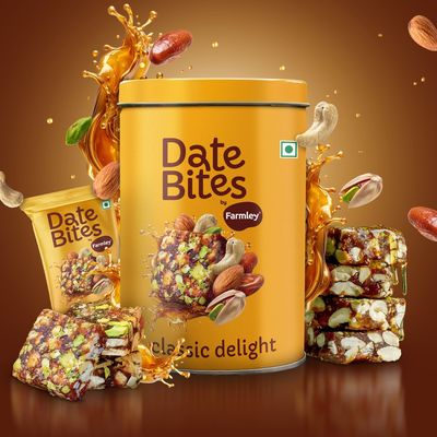 Farmley Classic Delight Date Bites Dry Fruit Burfi - Dates, Almonds, Cashews, Pistachios, Ghee