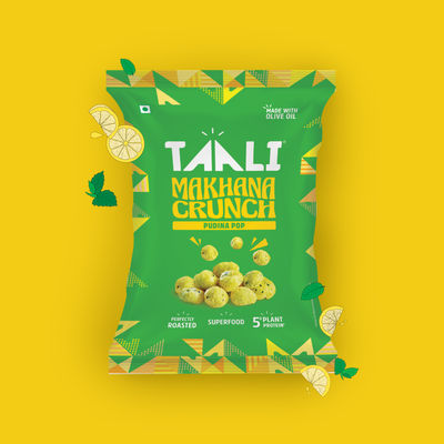 Taali Roasted Makhana |  Pudina Pop | Protein Rich , Made In Olive Oil