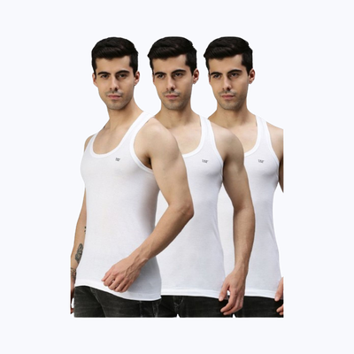 Lux Cozi Men's Solid Cotton Vest | White - M