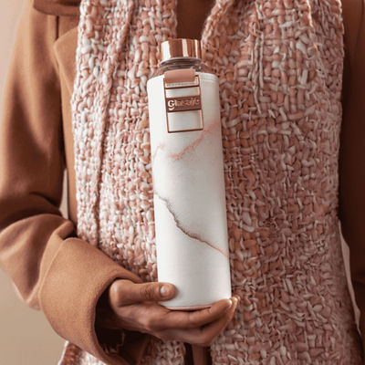 Glasafe Vego Sip Borosilicate Glass Bottle With Protective Vegan Sleeve (Coral Peach) 750Ml