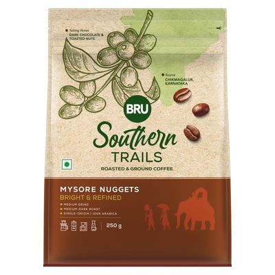 Bru Southern Trails R&G Bag Mysore Nuggets Medium Roast Ground Coffee