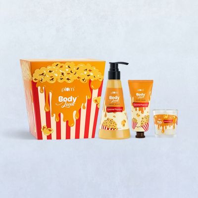 Plum Bodylovin Caramel Popcorn & Chill Gift Kit Body Wash Hand Cream Scented Candle Gift Set