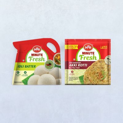 Mtr Minute Fresh Idli Batter(750gms) & Mtr Minute Fresh Akki Rotti(6pc) Combo