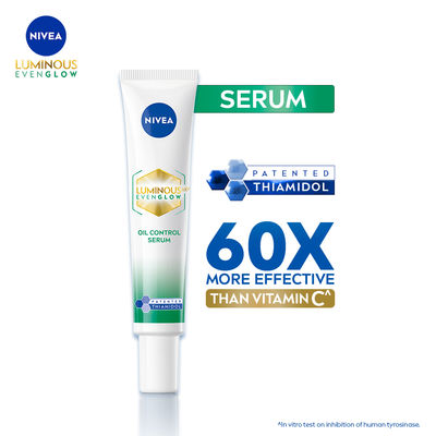 NIVEA Luminous Even Glow Oil Control Serum| Thiamidol, Salicylic, Hyaluronic Acid| Reduces Dark Spot