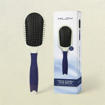 Vogue Paddle Hair Brush with Large Coverage, Flexible Soft Ball-Point Bristles for Men & Women | Blue
