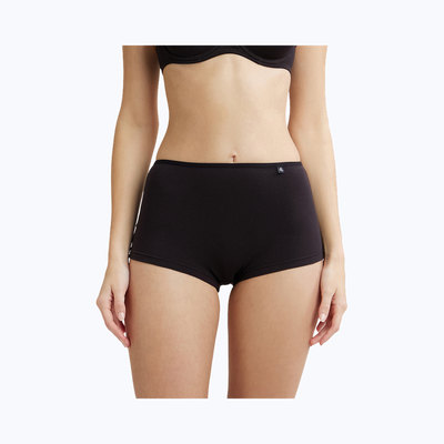 Jockey Women's Solid Cotton and Elastane Boyshorts | Black - M