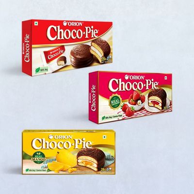 "Orion Mango Choco Pie (6pc), Orion Mango Choco Pie(168gms) & Strawberry Choco Pie(168gms) Combo"