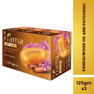 Fiama Gel Bathing Bar Golden Sandalwood Oil and Patchouli with Skin Conditioners for Moisturised