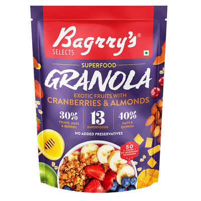 Bagrry's Exotic Fruits with Cranberries & Almonds Granola (30% Fruits, Nuts & Berries)