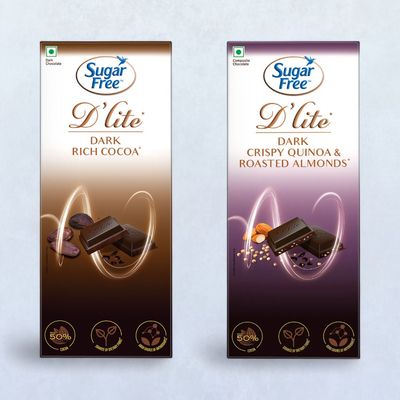Sugar Free D'Lite Rich Cocoa Dark Chocolate Bar(40gms) & Sugar Free D'Lite Quinoa & Almonds Dark Chocolate Bar(40gms) Combo