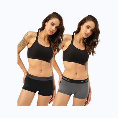 Freecultr Cotton Women's Boyshorts - M | Long Panty | Pack of 2
