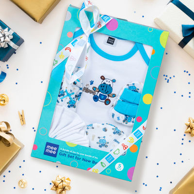 Mee Mee Animal Baby Gift Set For Kids | Blue | 0 - 3 months