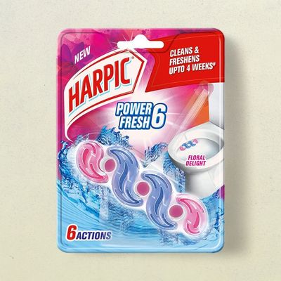 Harpic Power Fresh 6 Toilet Cleaner Rim Block Floral Delight