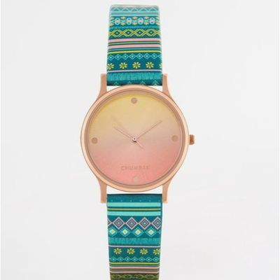 Chumbak Women's PU Round Analog Watch | Teal