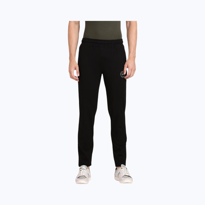 Pepe Jeans Men's Track Pant Cotton Rich Solid Mid-Rise Stretch Fabric Absorbent | Black - L
