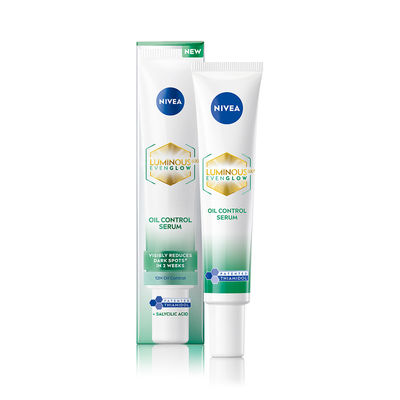 NIVEA Luminous Even Glow Oil Control Serum| Thiamidol, Salicylic, Hyaluronic Acid| Reduces Dark Spot