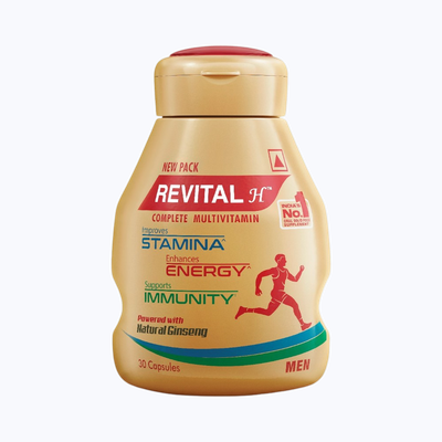 Revital Men Multivitamin with Calcium & Ginseng for Immunity, Strong Bones & Energy (30 Capsules)