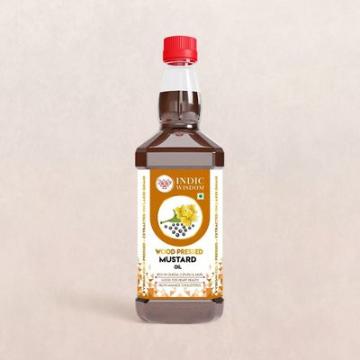 Indic Wisdom Wood Pressed Mustard Oil | Cold Pressed - Extracted on Wooden Churner