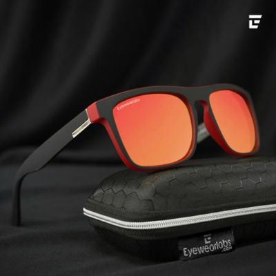 Eyewearlabs Unisex Geometric Polycarbonate Rectangular Sunglasses | Black - S