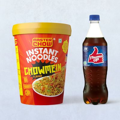 Masterchow Instant Cup Noodles - Chowmein Flavour(100gms) & Thums Up Soft Drink(750ml) Combo