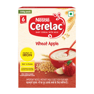 Nestle Cerelac Baby Cereal with Milk Wheat Apple | Stage 1 | 6 to 24 Months | Iron abd Protein