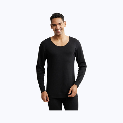 Jockey 2401 Men's Super Combed Cotton Rich Full Sleeve Thermal Undershirt | Black-L