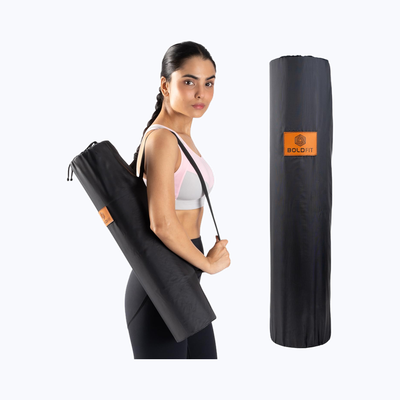 Boldfit Yoga Mat Cover Bag Black Yoga Mat Bag For Carrying Exercise Polyester - Black