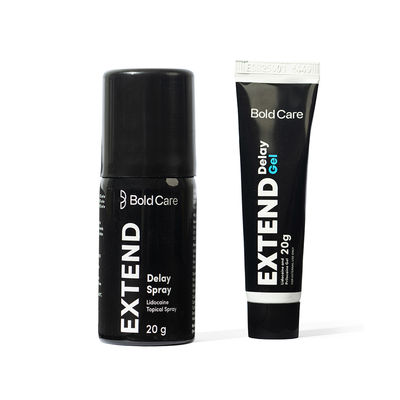 Bold Care Extend Delay Spray With Lidocaine 10% (20g) & Bold Care Extend Gel - Prilocaine & Lidocaine Gel For Longer Sex (20g) Combo