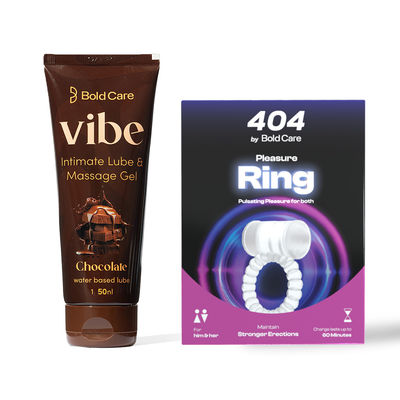 Bold Care Vibe Chocolate Water Based Lube (50ml) & Bold Care Pleasure Ring Massager For Men & Women 60 Minutes Runtime (1pc) Combo
