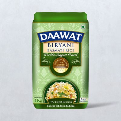 Daawat Long Biryani Basmati Rice with 1 - 2 years Grain Age | Polished