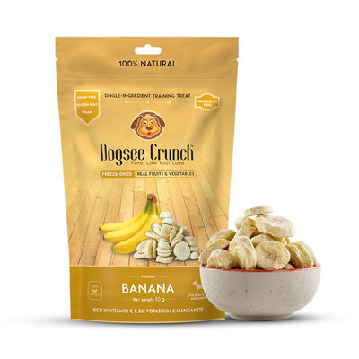 Dogsee Crunch Banana Training Treat, Freeze-Dried Real Fruits & Vegetables, Gluten-Free