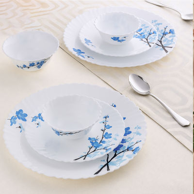 Larah By Borosil Mimosa 12Pc Dinner Set Opalware Crockery For Dining & Gifting - White