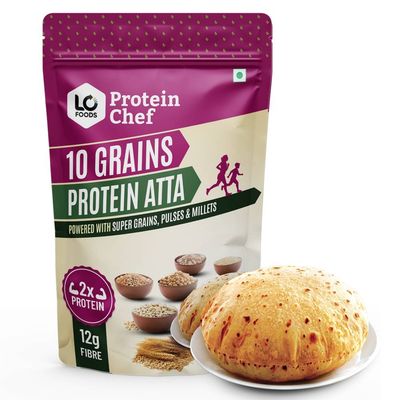 Protein Chef 10 Grain Double Protein Atta- Chakki Multigrain Atta with Millet Jowar Ragi Flour