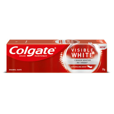 Colgate Visible White Toothpaste Teeth Whitening Starts in 1 week, Safe on Enamel, Stain Removal