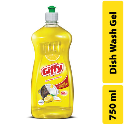 Giffy Liquid Dish Wash Gel With Active Salt and Lemon - 2X Faster Tough Grease Removal
