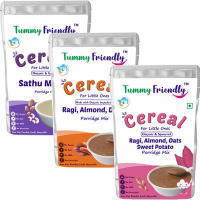 Tummy Friendly Foods Porridge Mix | Organic Farm Ragi Baby Food | MultiGrain Cereal Trial Pack of 3