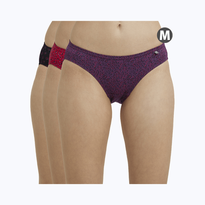 Jockey 1410 Women's Super Combed Cotton Bikini Panty|PO3 | Multicolor Dark assorted-M