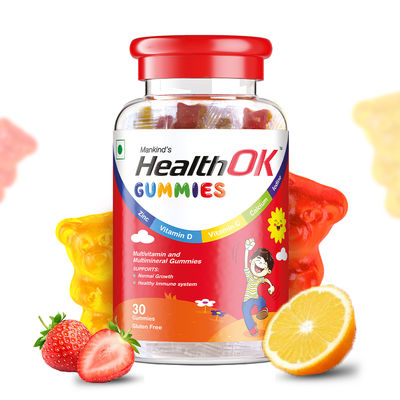 Health OK Multivitamins tasty Gummies for Kids (with Vitamin C, Vitamin D, Vitamin B12, B6, Zinc for growth development immunity)