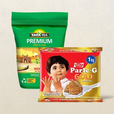 Tata Tea Premium(1kg) & Parle-G Gold Biscuit(1kg) Combo