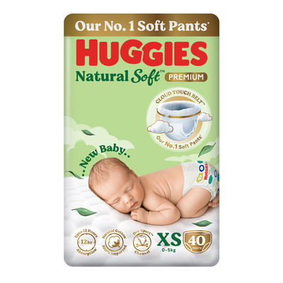 Huggies Natural Soft Premium Pant Diapers For Kids | XS (0 - 5 kg)