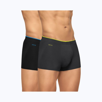 XYXX Uno IntelliSoft Micro Modal  Solid Trunk  | Men's Innerwear | Pack of 2  | Multicolor + Black- M