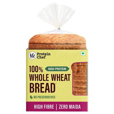 Protein Chef High Fibre 100% Whole Wheat Bread (Zero Maida) - Atta Bread Made MP Sharbati Wheat