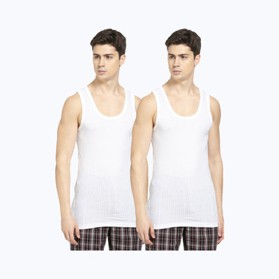 Jockey 8816 Men's Super Combed Cotton Sleeveless Vest|Extended Length|Easy Tuck | White-90