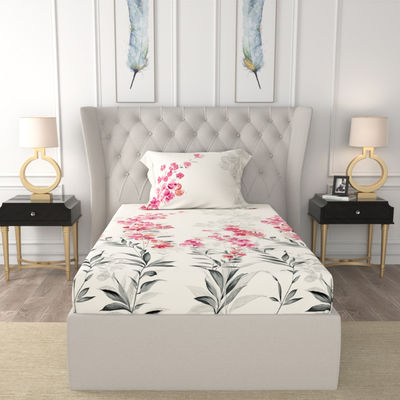 Urban Space 200 TC 100% Cotton Single Bedsheet with 1 Pillow Cover - Majestic Pink